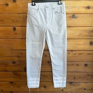 Loft High waist skinny crop Jeans tie-dye bottom Size 27/4